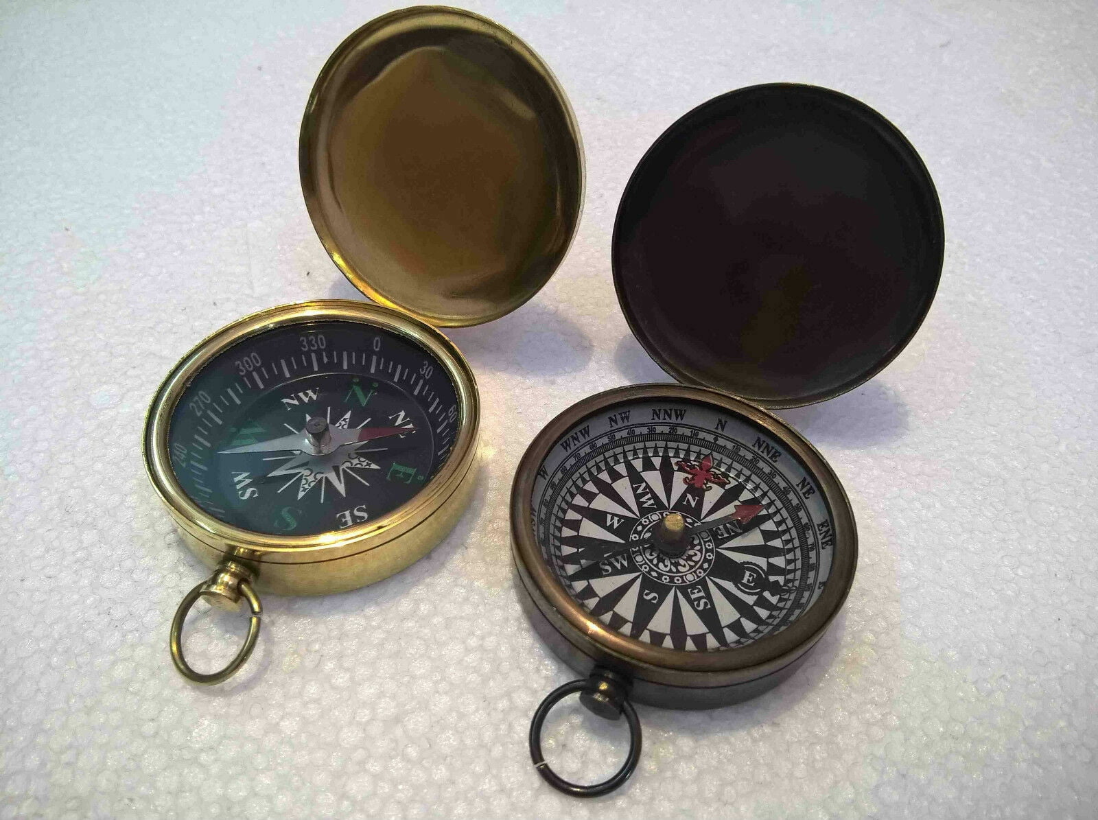 Antique Brass Lid Working Compass Marine Collectible Gift Set Of 2 Design Gift