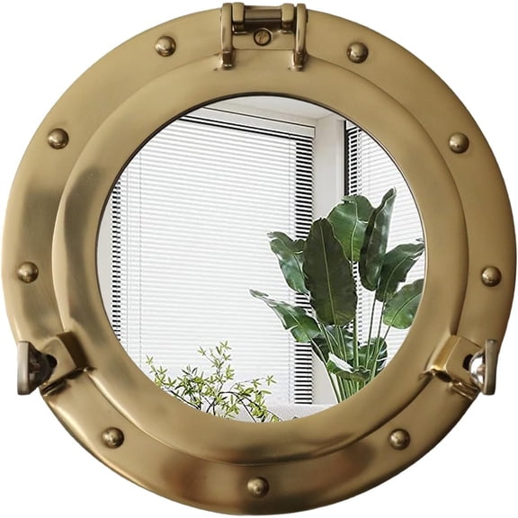 Antique Brass Mirror Porthole 12 Inch Wall Hanging Nautical Home Dcor