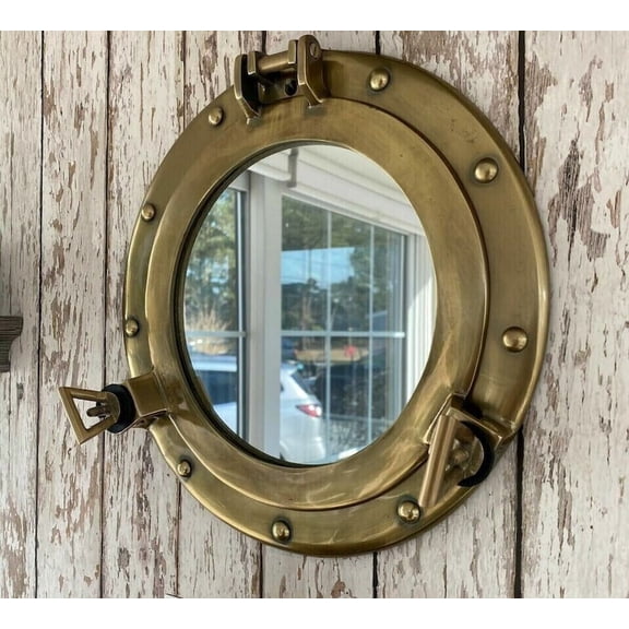 Antique Brass Nautical Maritime Ship Boat Window & Wall Mirror Porthole ~ Home Decor Gift