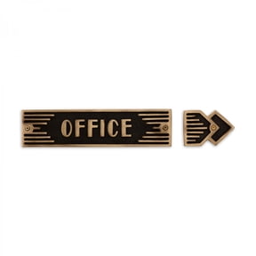 Antique Brass Office Sign with Movable Left or Right Arrow 9 x 2 1/4 Durable Rust Resistant Solid Brass Metal Office Direction Plaque Door or Wall Easy Install Business Sign with Mounting Hardware