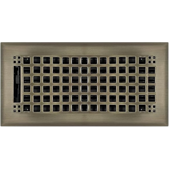 Antique Brass Plated Steel Rockwell Register for Floor/Wall Use - 4" x 10"