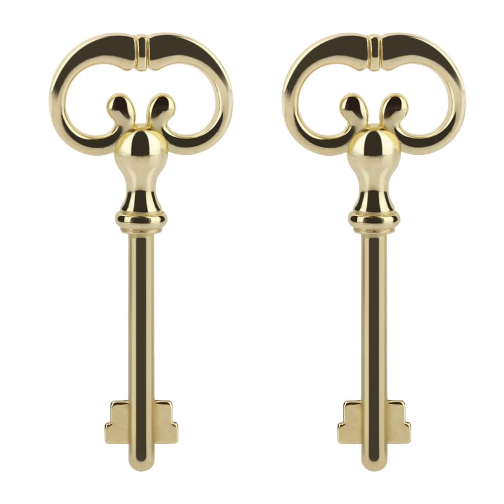 Antique Brass Plated Zinc Skeleton Key 2 Pack for Desk Locks - Walmart.com