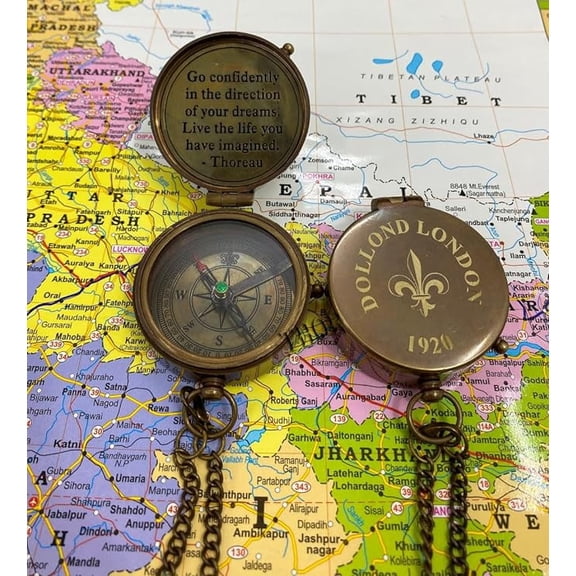 Antique Brass Pocket Compass Gifts Engraved Compasses for Graduation Go Confidently dollond London 1920 Marine Comapss
