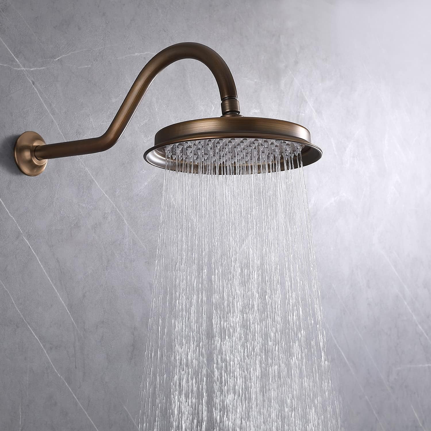 Antique Brass Rain Shower Head, 9" Vintage Shower Heads with Extension