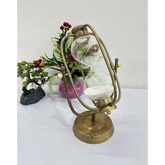 Antique Brass Sand Timer Hourglass with Maritime Brass Aluminum Sand Timer Marine Gift Item Antique Colonial Stunning Glass