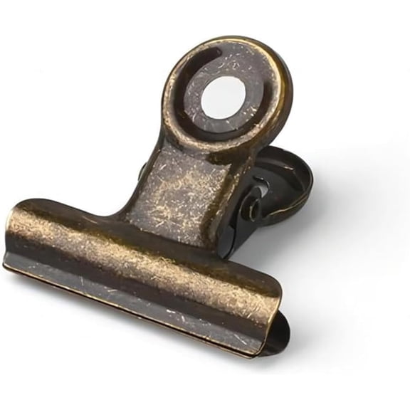 Antique Brass Small Bulldog Clips - 30 Pack Mini Hinge Clip 0.87 Inch Metal Binder Paper Clips Money Clamps for Tags Bags, Shops, Office and Home Kitchen (Bronze, 22mm)