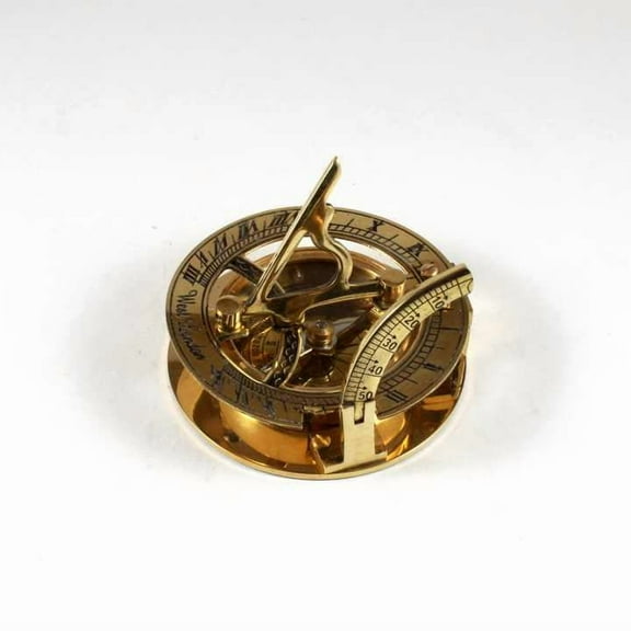 Antique Brass Stand with Wooden Box Handmade Nautical Sundial Compass Polished Metal Directional Anniversary Birthday Gift