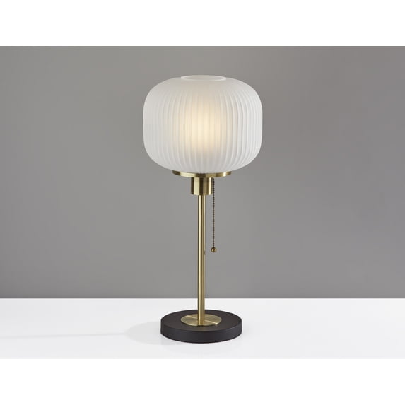 Antique Brass Striped Glass Glow Table Lamp