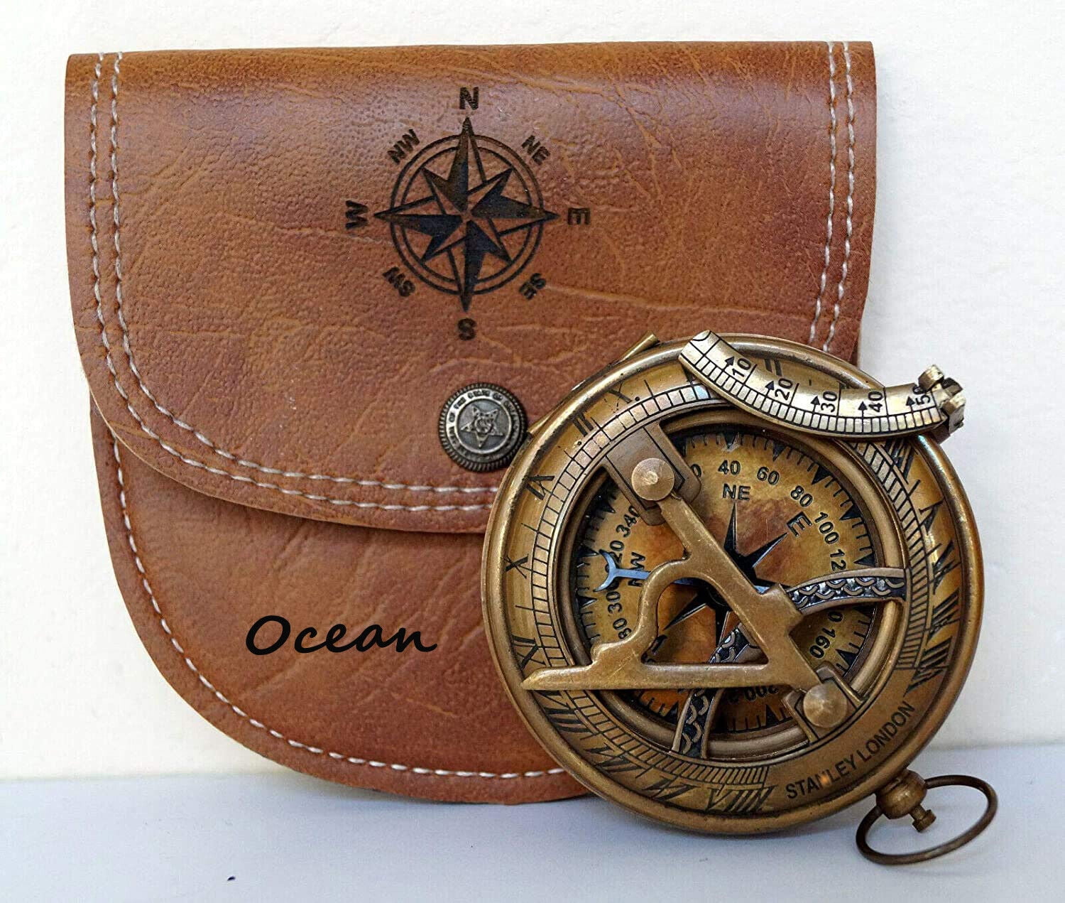 Antique Brass Sundial Compass Vintage Ship Compass Personalized Gift Compass