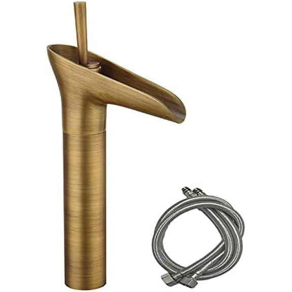 Antique Brass Tall 12" Waterfall Faucet for Bathroom Vessel Sink Cup Shape Single Handle Lavatory Vanity Mixer Bar Tap$$Tools & Hardware Other