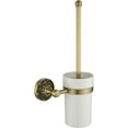 thumbnail image 1 of Antique Brass Toilet Brush and Holder, Bathroom Wall Mounted Toilet Bowl Brush with Canister, Vintage Gold Decorative Bathroom Accessories, Ceramic and Brass, Petal-Relief Series, 1 of 5