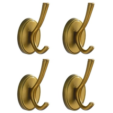 Antique Brass Towel Hooks, Vintage Gold Bathroom Robe Hooks Wall Mounted, 4 Pack Heavy Duty Wall Coat Hooks