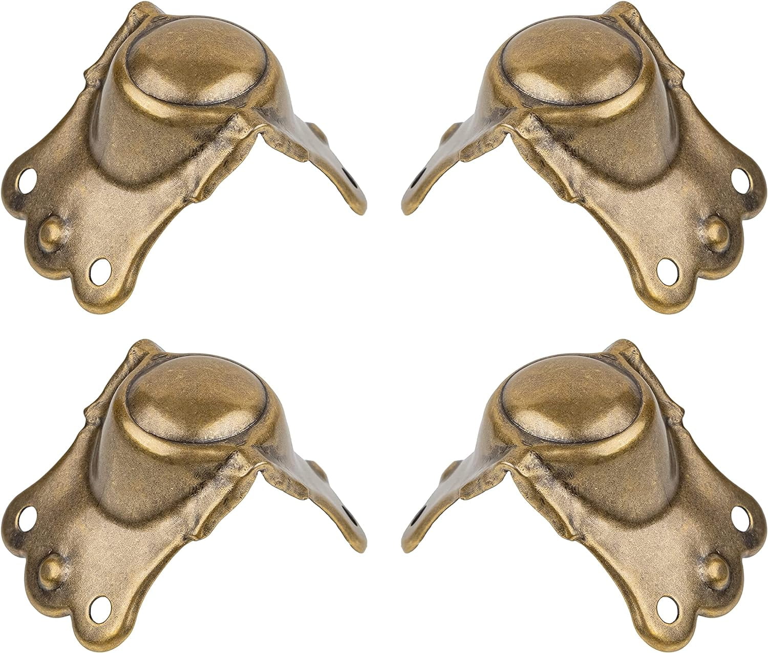 Antique Brass Trunk Knee Edge Clamp Pack Of 4 Furniture Hardware