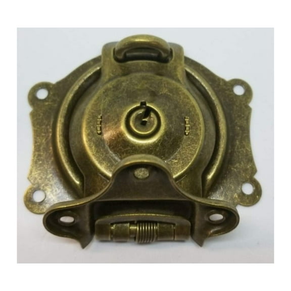 Antique Brass Trunk Lock with Keys - Vintage Style Flush Mount Spring Loaded Lock for Chests, Steamers, Boxes - Reproduction Lock, Includes 2 Keys Brass, Nickel