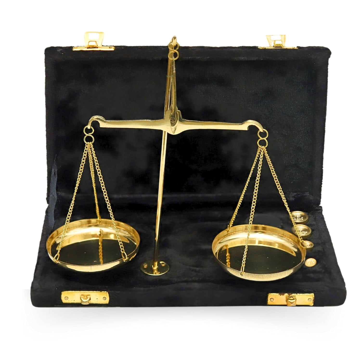 Antique Brass Weight Scale Vintage Apothecary Scale Small Brass Weighing Scale Balance | Brass Shiny Weighing Scale with Mini Precision Weights (1g, 2g, 2g, 5g, 10g, 10g, 20g) in Elegant Velvet Box