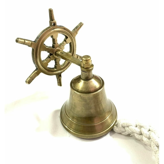 Antique Brass Wheel Ship Bell School Bar Wall Hanging Wall Mount Decorative Bell
