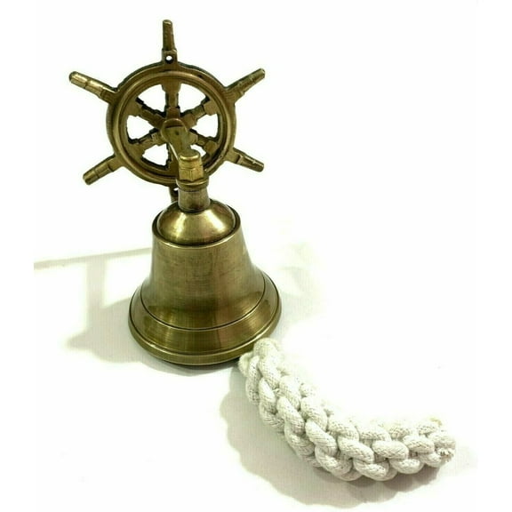 Antique Brass Wheel Ship Bell School Bar Wall Hanging Wall Mount Decorative Bell