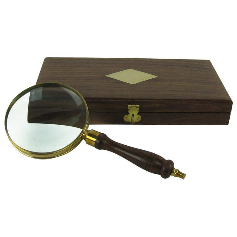 Antique Brass and Wood Turned Hand Lens Magnifying Glass Antique Brass and Wood Turned Hand Lens Magnifying Glass
