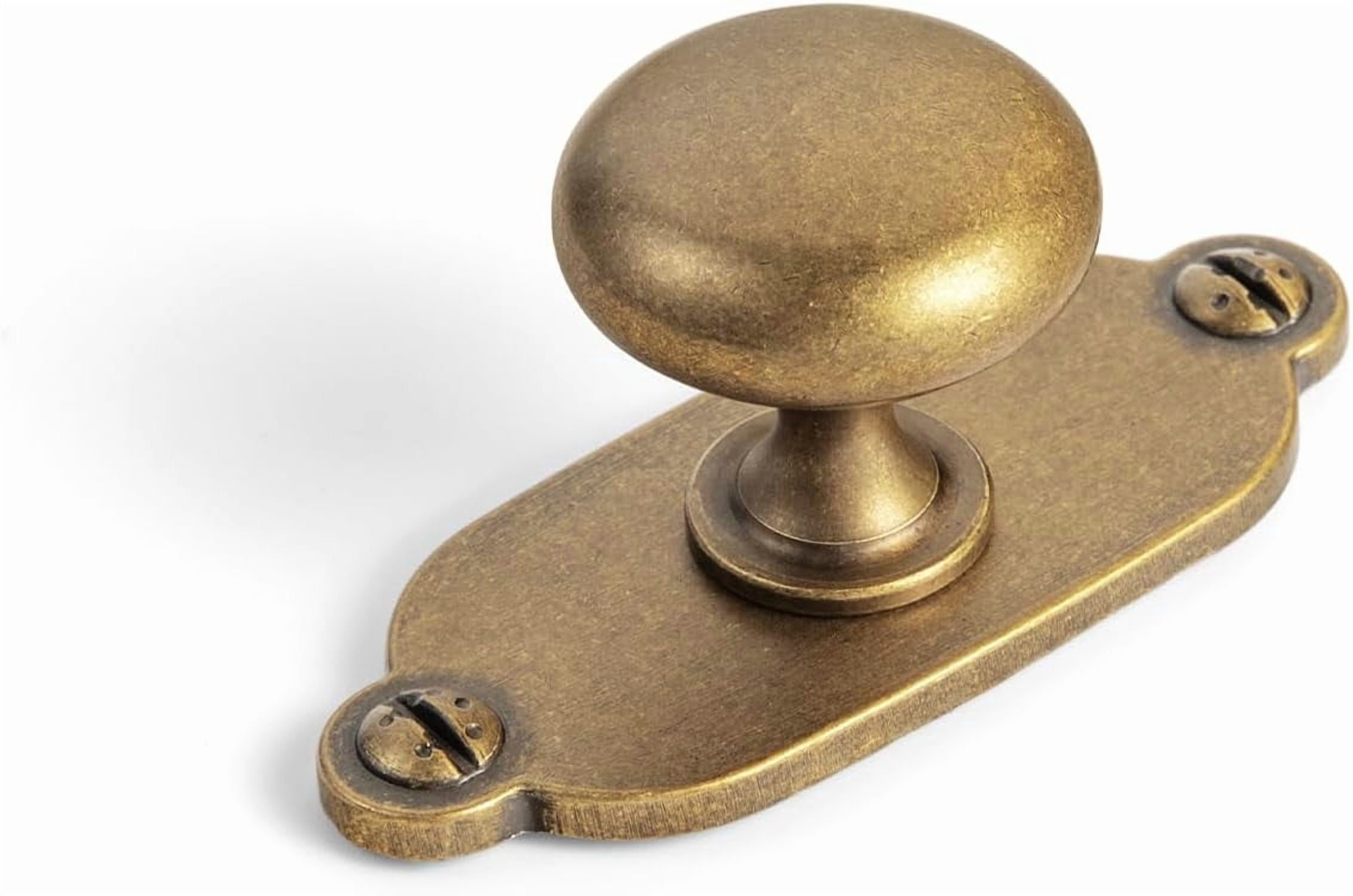 Antique Brass Zinc Alloy Cabinet Knob with Backplate - Single Hole Center Pull Hardware for Bedroom, Kitchen, 6 Pack（8611-G013）