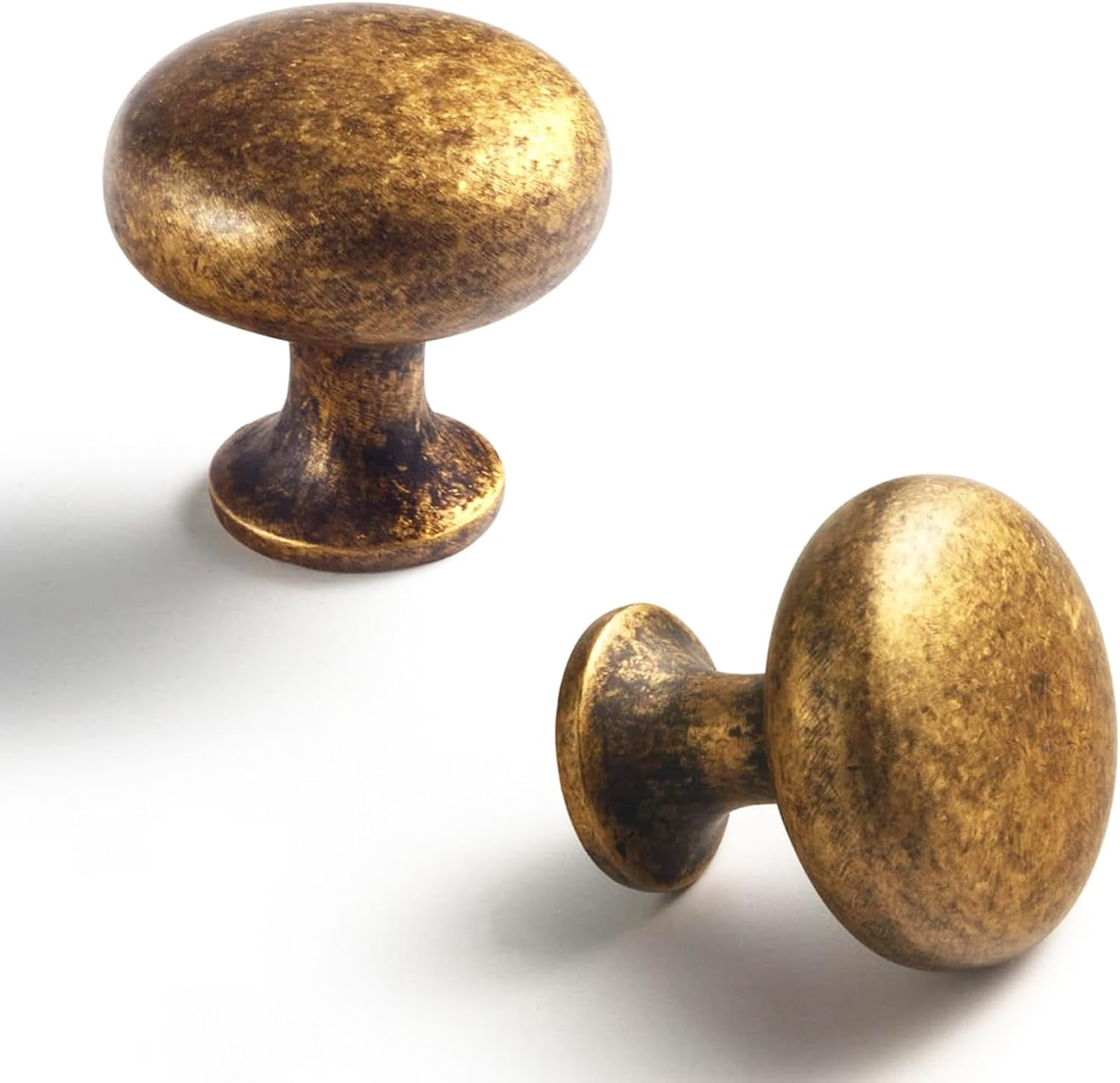 Antique Brass Zinc Alloy Cabinet Knobs - Single Hole Pull Handle Hardware for Drawer Kitchen Furniture, 6 Pack