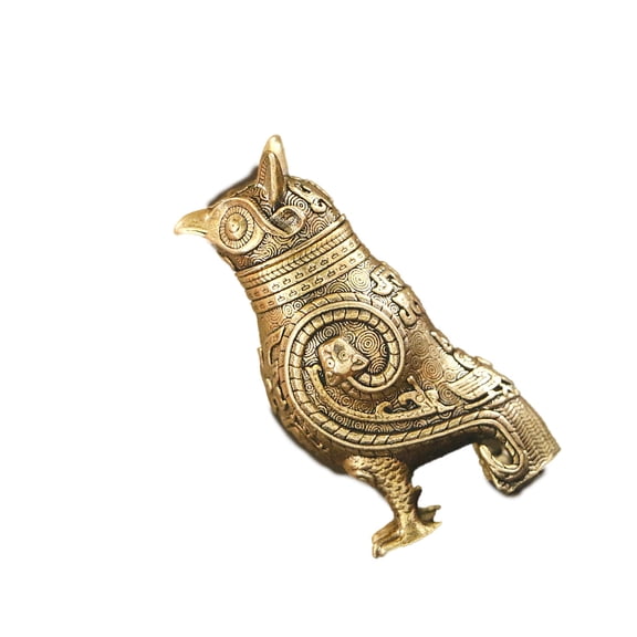 Antique Brasses Ancient Bronze Owl Zun Statue Handcrafted Home Decors Cultural Artifact Replicas Chinese Ritual Ornament