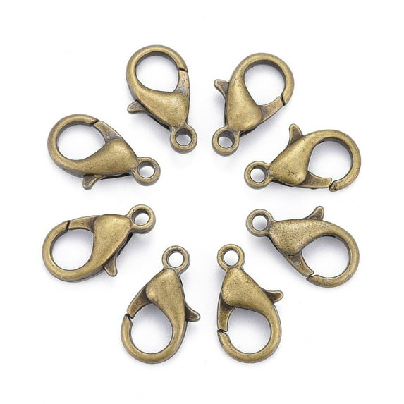Antique Bronze Alloy Lobster Claw Clasps Parrot Trigger Clasps Vintage Jewelry Making Clasps Cadmium Free & Nickel Free & Lead Free Size: about 8mm wide 14mm long hole: 1.2mm