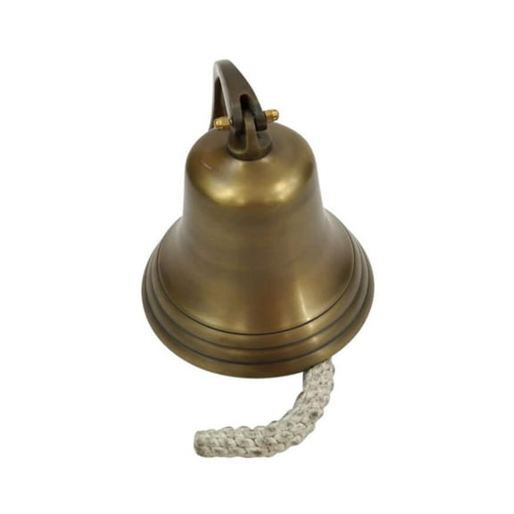Antique Bronze Aluminum Ship Bell with Rope, 7"