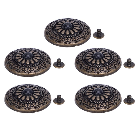 Antique Bronze Black Turquoise Conchos Button with Screws for Leathercraft, 30mm / 1.18 inches Round Shape Retro Western Screw Back Button Set, 5 Pack
