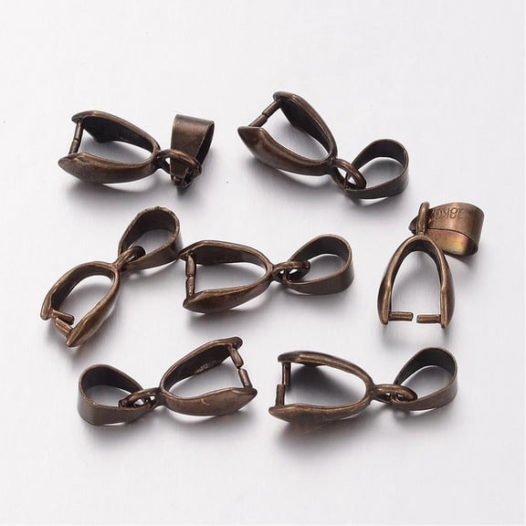 Antique Bronze Brass Ice Pick Pinch Bails Snap On Bails Soldered 14x7mm Hole: 4x6mm