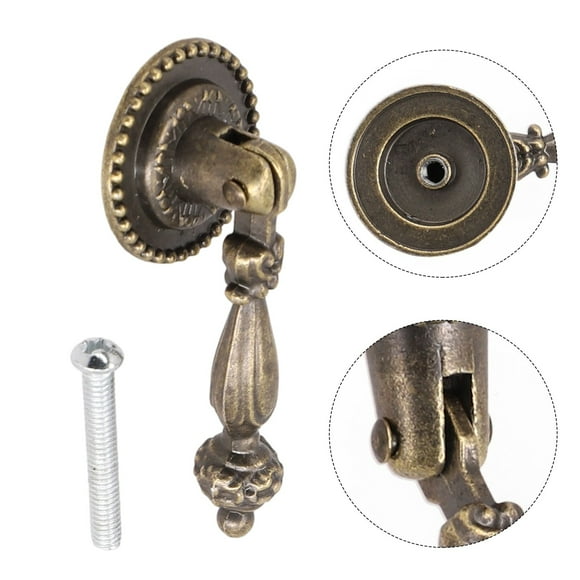 Antique Bronze Cabinet Handles 12 Pack Zinc Alloy Single Hole Drawer Pulls Vintage European Style Furniture Hardware for Kitchen Cupboards 6.6cm Length 1Pc