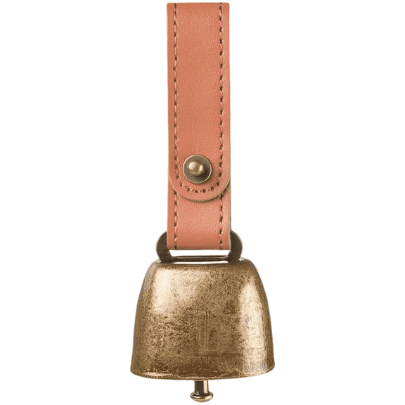Antique Bronze Cow Bell with Leather Buckle Strap, Loud Clear Sound Metal Iron Pet Collar Training Chime for Dog Anti-Lost Pendant, DIY Craft, Christmas Decoration, 3.5 x 1.4 x 1.4 in