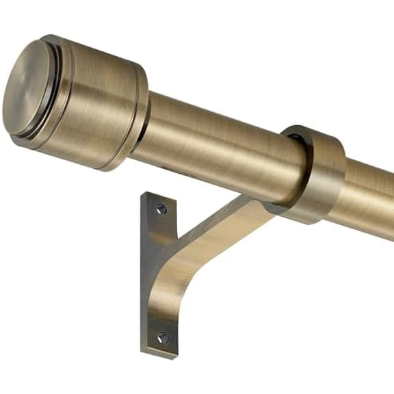 Antique Bronze Curtain Rods for Windows 16 to 120 Inch, 1 Inch Diameter Blackout Curtain Rod with Aluminum Cylinder Finials and Full Surround Brackets, Drapery Rod for Wall and Ceiling Mount