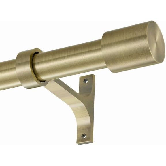 Antique Bronze Curtain Rods with Cap Finials, Single 72-144" Decorative Drapery Rods, Adjustable 1-Inch Window Treatment