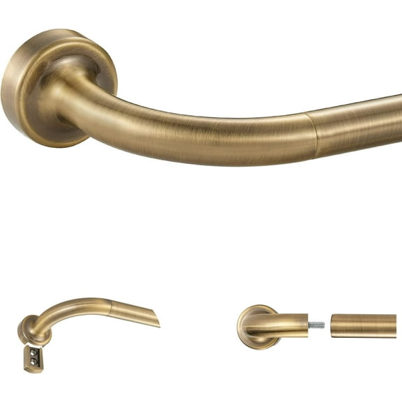 Antique Bronze Disc Curtain Rods, 48-84 Inches Window Curtain Rod,Adjustable Room Darkening Drapery Rod with Aluminum Finials and Brackets,Wrap Around Design