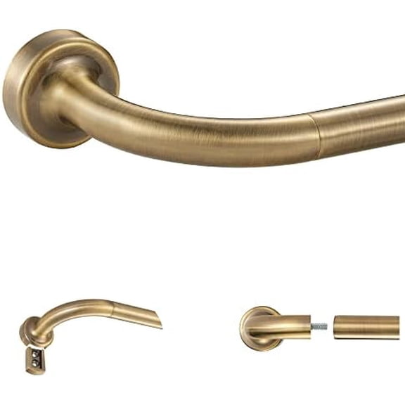 Antique Bronze Disc Curtain Rods, 84-144 Inches Window Curtain Rod,Adjustable Room Darkening Drapery Rod with Aluminum Finials and Brackets,Wrap Around Design