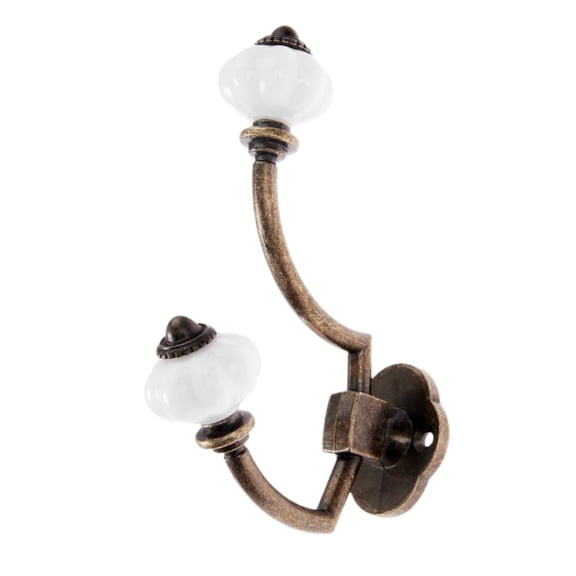 Antique Bronze Double Hook Wall Hanger with screws Acrylic Grip Europe Style Retro Hanging Hat Coat Bathroom Kitchen 125*95mm