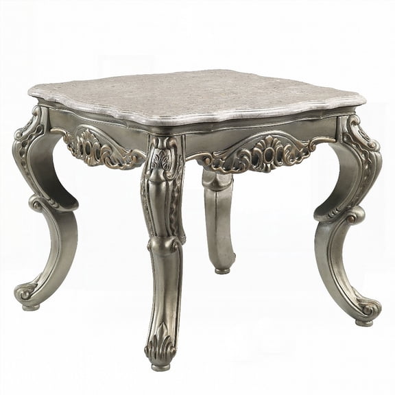 Antique Bronze Finish End Table Boasting Miliani Marble Top, 20mm Thick Marble