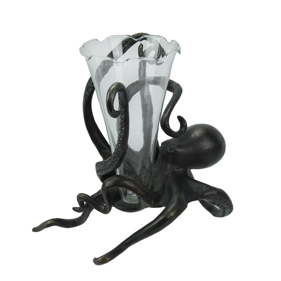 Antique Bronze Finish Fluted Octopus Bud Vase