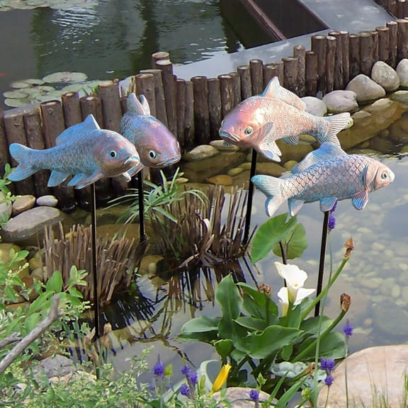 Antique Bronze Fish Garden Statue - Koi Fish Decor for Outdoors