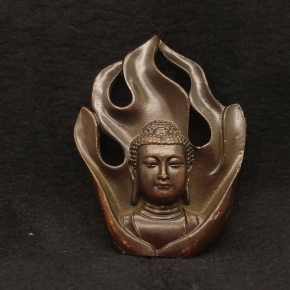 Antique Bronze Flame Buddha Incense Plug Tea Pet StatueChinese