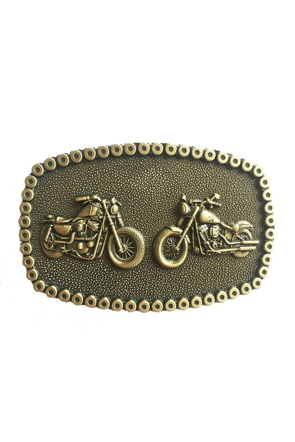 Antique Bronze Heavy Metal Motorcycle Chain Biker Rider Belt Buckle