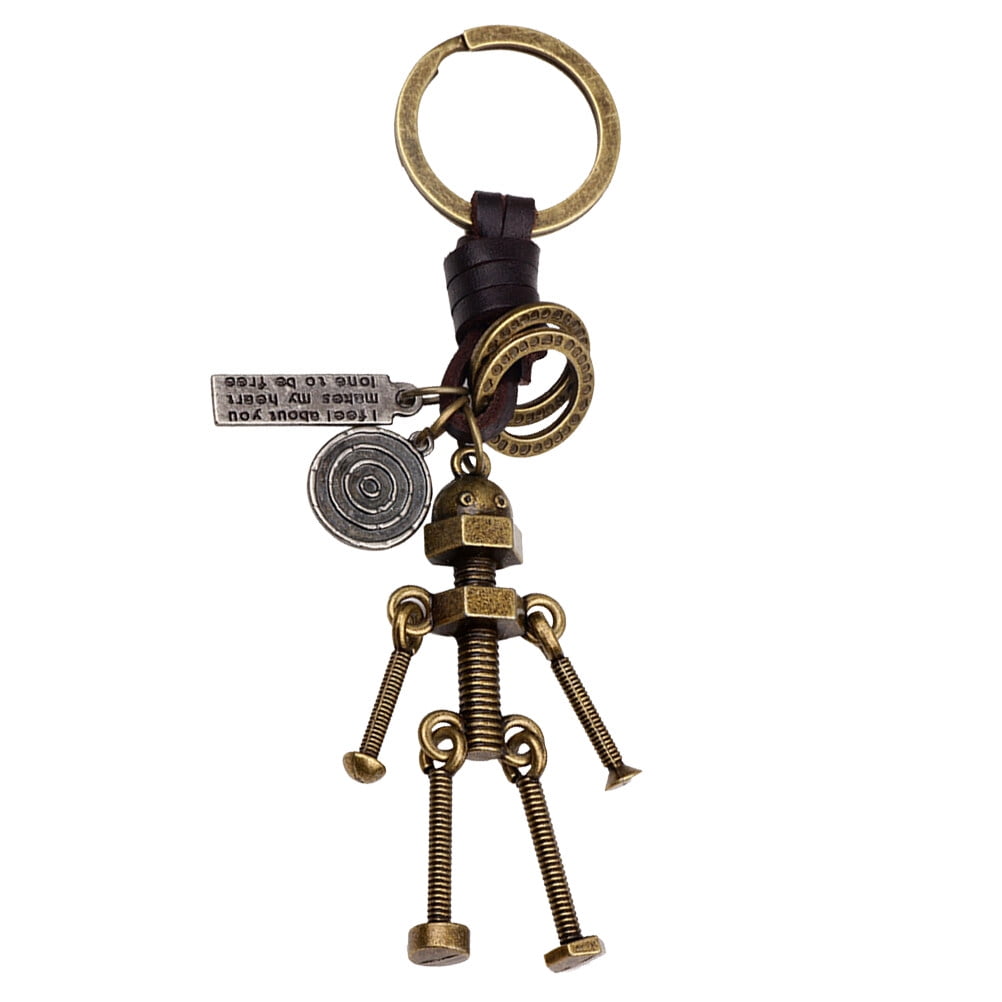 Antique Bronze Key Chain Robot Key Ring Jewelry Making Charms Supplies