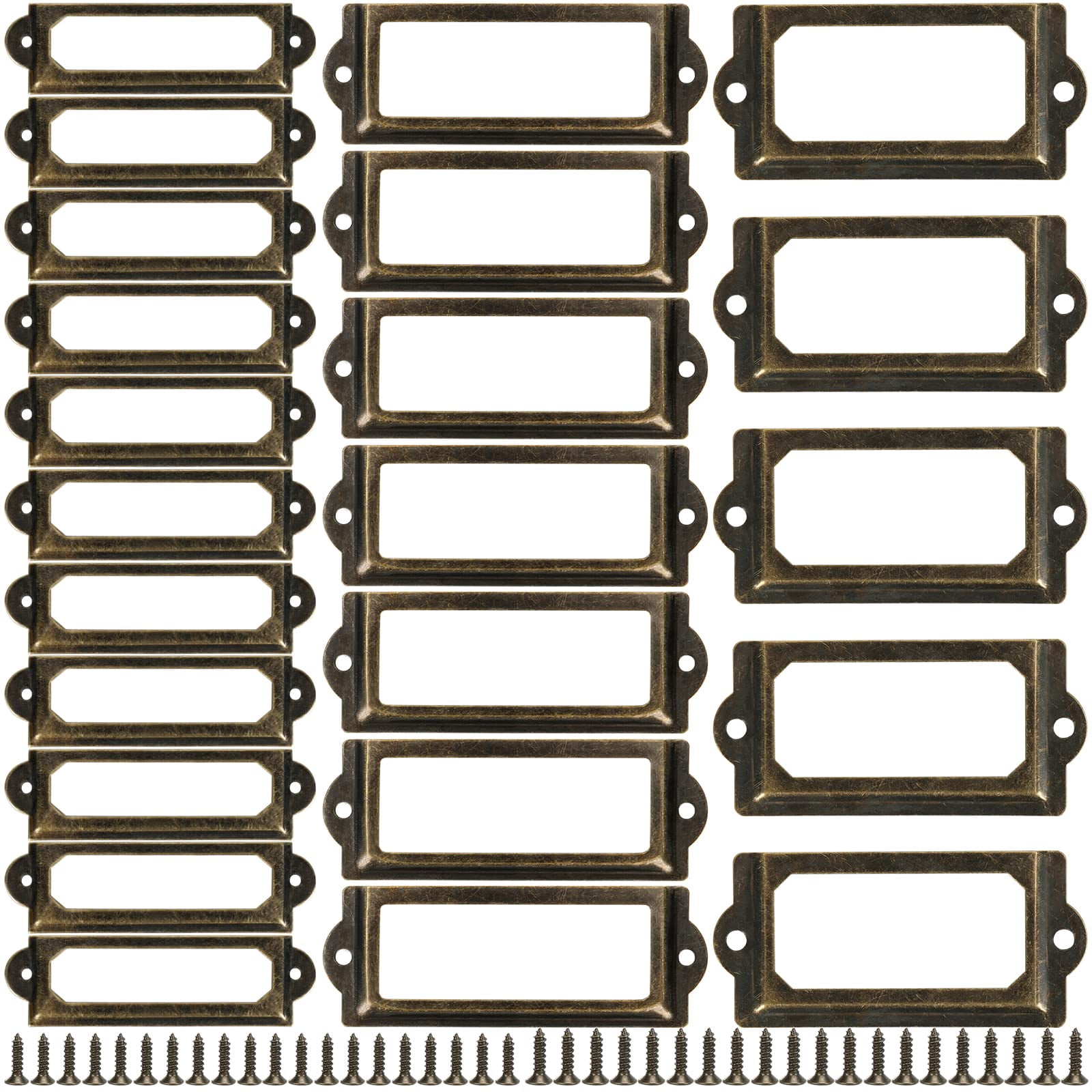 Antique Bronze Metal Label Frames 60 Pcs 3 Sizes Office File Cabinet ...