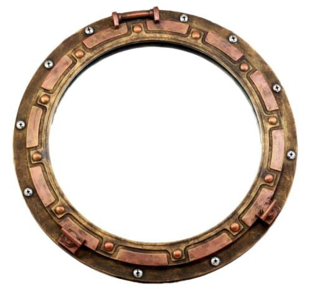Round Bronze Nautical Porthole Wall Mirror 15"