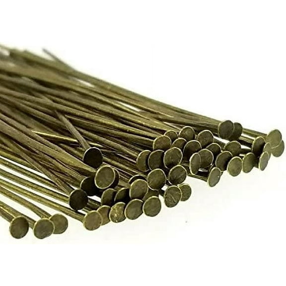 Antique Bronze Solid Brass Flat Head Pins for Jewelry Making, Earrings- Hypoallergenic (50mm, 21 Gauge) 2" Inch