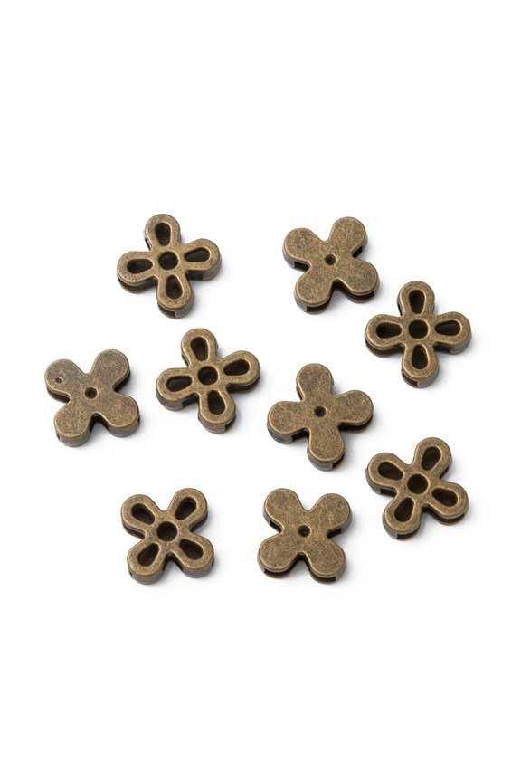 Antique Bronze Tibetan style Flower Slide Charms Lead Free & Nickel Free 13x13x4mm Hole: 3mm