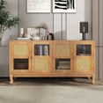 thumbnail image 1 of Antique Brown 4-Door Sideboard with Stylish Design | Works Well in Hallway and Kitchen | Provides Ample Storage for Various Items, 1 of 6