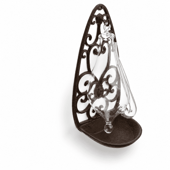 Antique Brown Cast Iron Filigree Wall Barometer With Overflow Pan