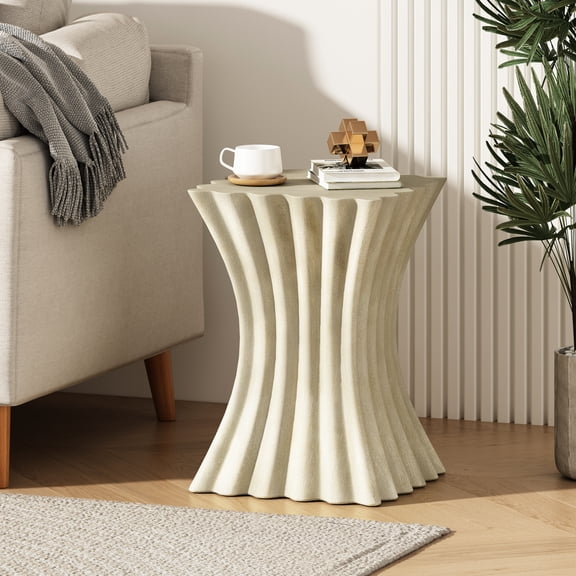 Antique Brown Side Table, Graceful Wave Design, Strong And , No Assembly, 23.71in Height, 17.18in Length, 16.6in Width, Holds Various Objects, Multi-purpose Wavy Brown, Assembly Required, 23.71