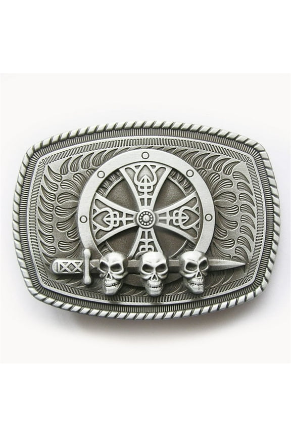 Vintage Style Celtic Shield Skull Sword Belt Buckle